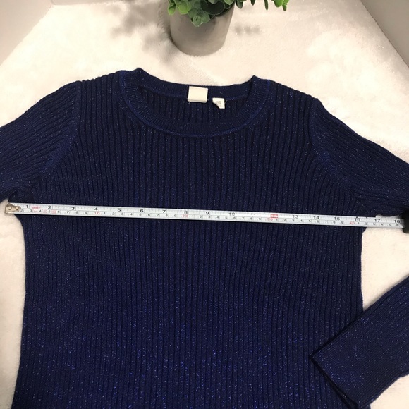 Gap merino wool blend rib metallic navy long sleeve sweater too size XS … - Picture 7 of 8
